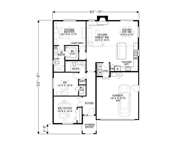 Craftsman Floor Plan - Main Floor Plan #53-531