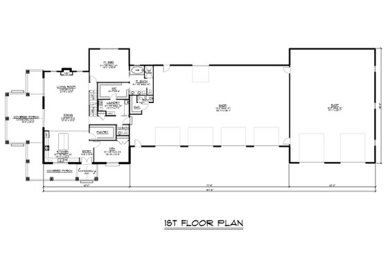 Floor Plan - Main Floor for Barndominium House Plan #1064-196 - 3 bed, 2.5 bath
