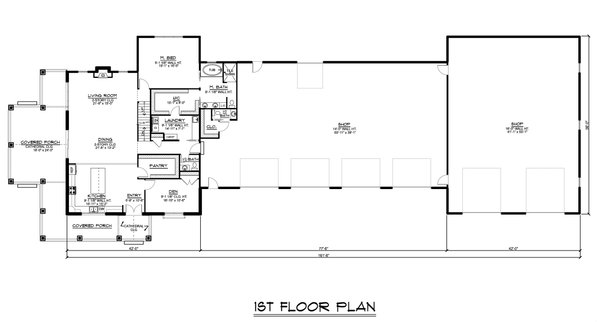 House Design - Barndominium Floor Plan - Main Floor Plan #1064-196