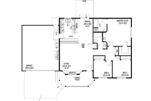Floor Plan - Main Floor for Ranch House Plan #60-457 - 3 bed, 2 bath