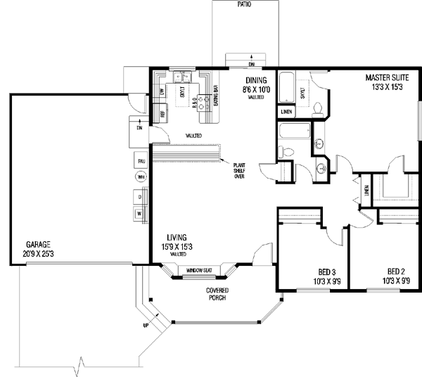 House Design - Ranch Floor Plan - Main Floor Plan #60-457