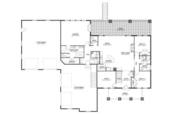 Home Plan - Floor Plan - Main Floor for Craftsman House Plan #1060-495 - 3 bed, 2.5 bath