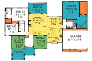Floor Plan - Main Floor for Craftsman House Plan #513-2060 - 3 bed, 3 bath