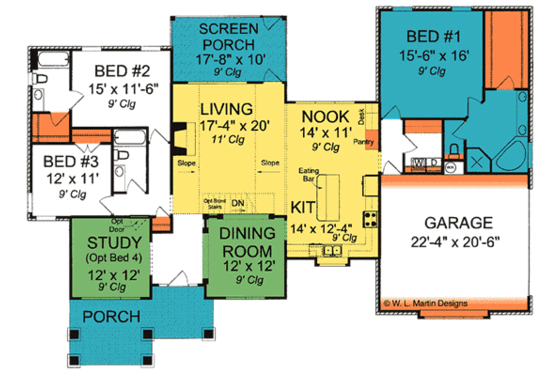 Floor Plan - Main Floor for Craftsman House Plan #513-2060 - 3 bed, 3 bath