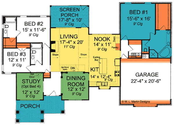 House Plan Design - Craftsman Floor Plan - Main Floor Plan #513-2060