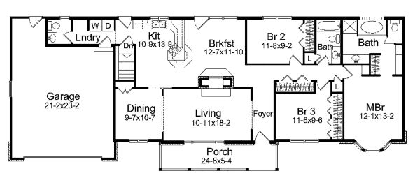 House Design - Ranch Floor Plan - Main Floor Plan #57-640