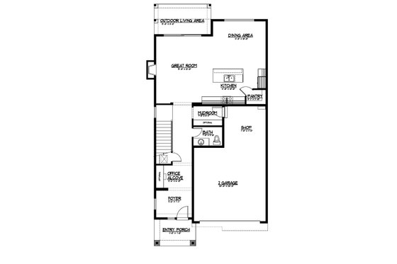 Floor Plan - Main Floor for Contemporary House Plan #569-66 - 4 bed, 2.5 bath