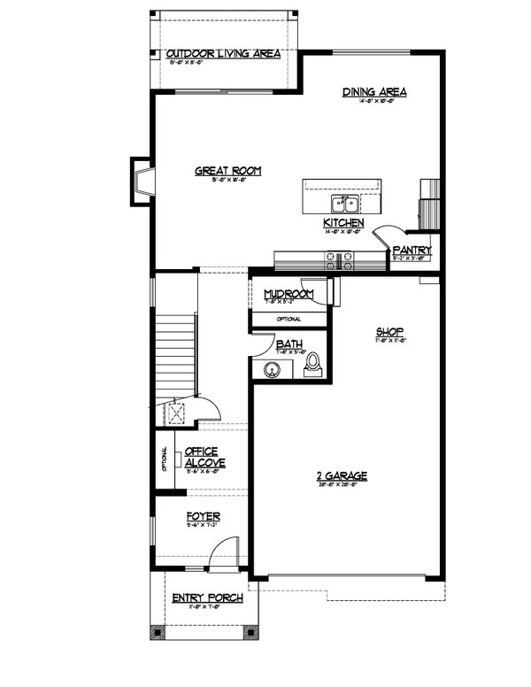Contemporary Floor Plan - Main Floor Plan #569-66
