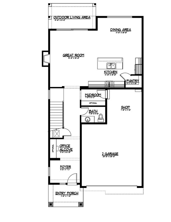 Dream House Plan - Contemporary Floor Plan - Main Floor Plan #569-66