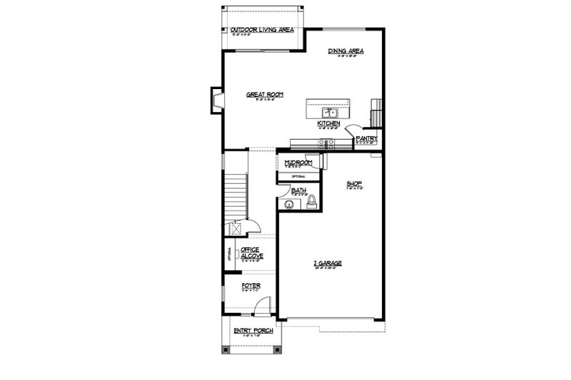 House Blueprint - Floor Plan - Main Floor for Contemporary House Plan #569-66 - 4 bed, 2.5 bath