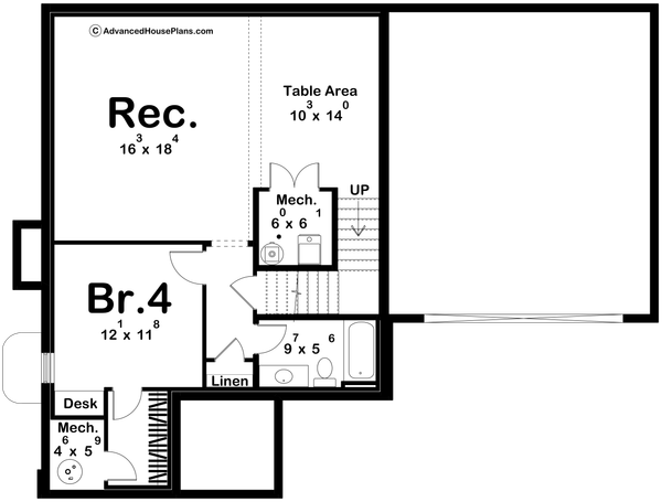 Dream House Plan - Floor Plan - Lower Floor for Tudor House Plan #455-763 - 3 bed, 2.5 bath
