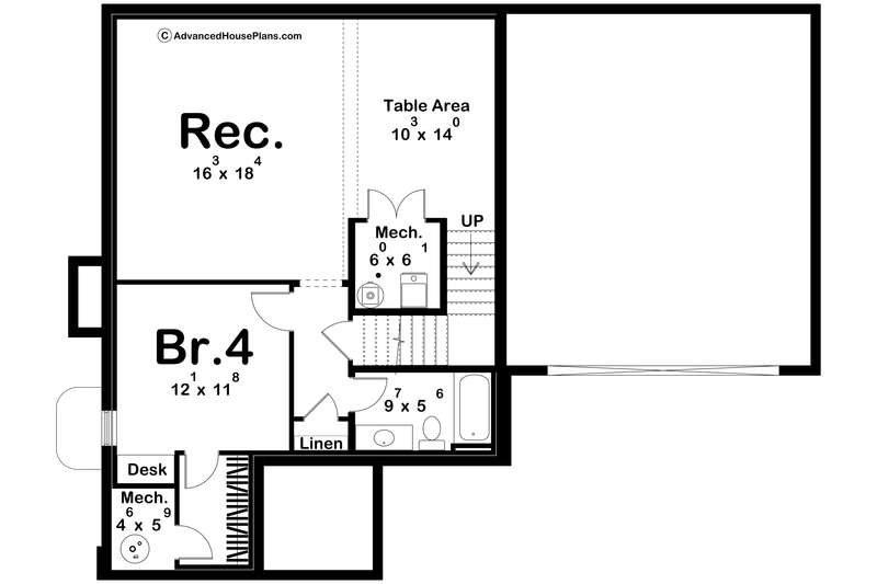 Architectural House Design - Floor Plan - Lower Floor for Tudor House Plan #455-763 - 3 bed, 2.5 bath