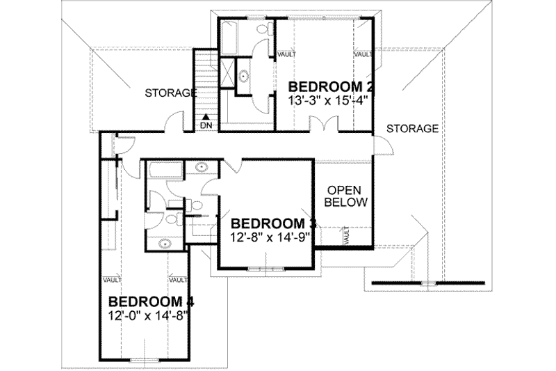 Home Plan - Floor Plan - Upper Floor for Traditional House Plan #56-210 - 4 bed, 3.5 bath