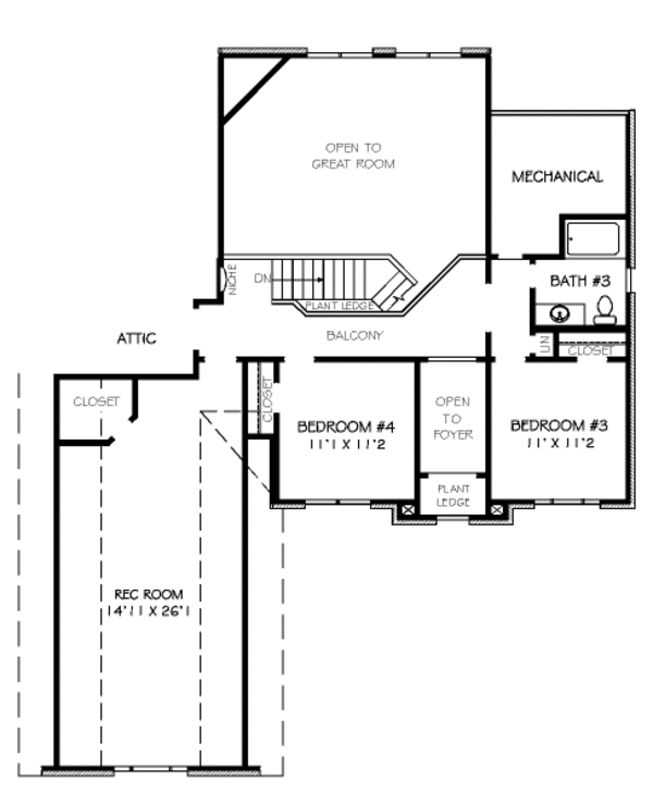 Traditional Floor Plan - Upper Floor Plan #424-289
