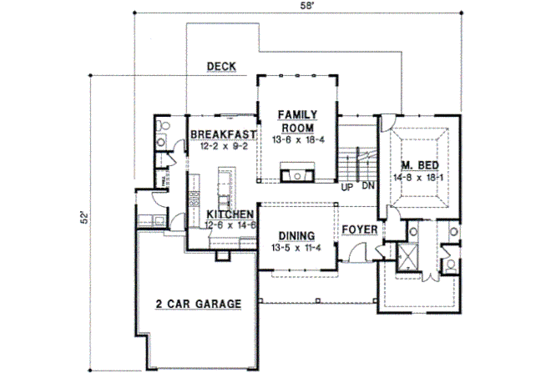 Floor Plan - Main Floor for Traditional House Plan #67-404 - 4 bed, 2.5 bath