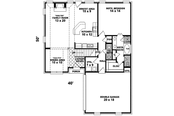 Floor Plan - Main Floor for Traditional House Plan #81-469 - 3 bed, 2.5 bath