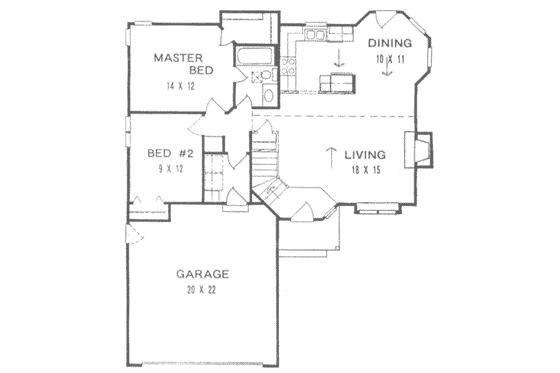 Floor Plan - Main Floor for Traditional House Plan #58-155 - 2 bed, 1 bath