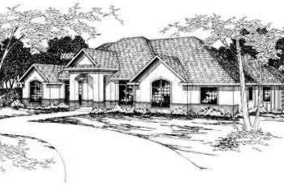 Exterior - Front Elevation 3 for Mediterranean House Plan #124-277 - 4 bed, 3 bath