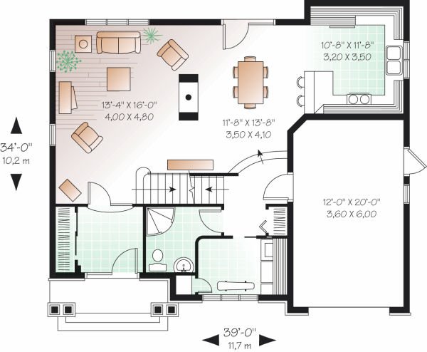 House Plan Design - Floor Plan - Main Floor for Traditional House Plan #23-721 - 4 bed, 2 bath