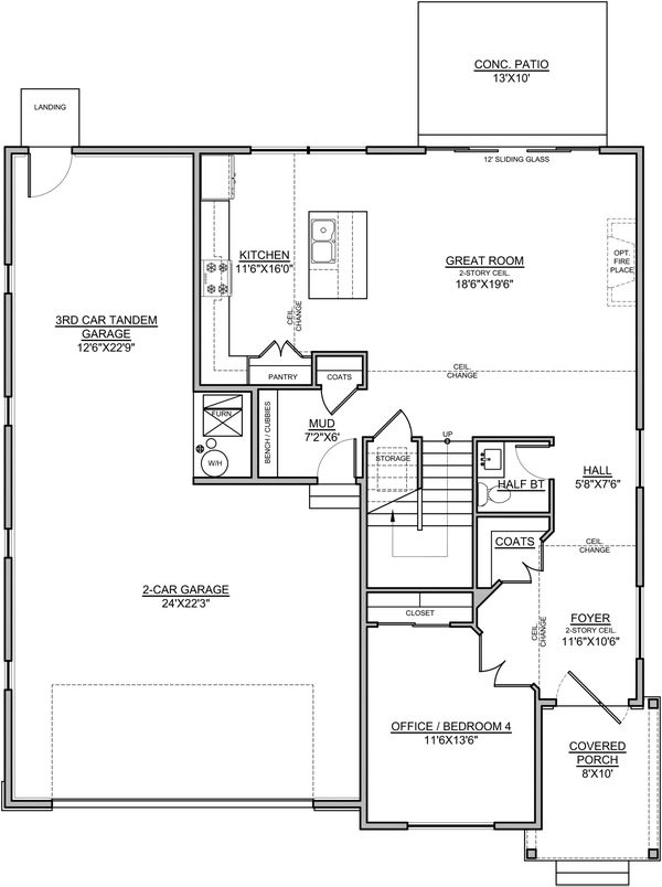 House Design - Craftsman Floor Plan - Main Floor Plan #1073-16