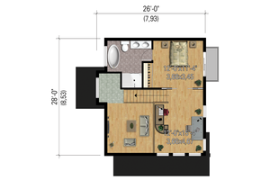 Floor Plan - Upper Floor 1 for Modern House Plan #25-4364 - 2 bed, 2 bath