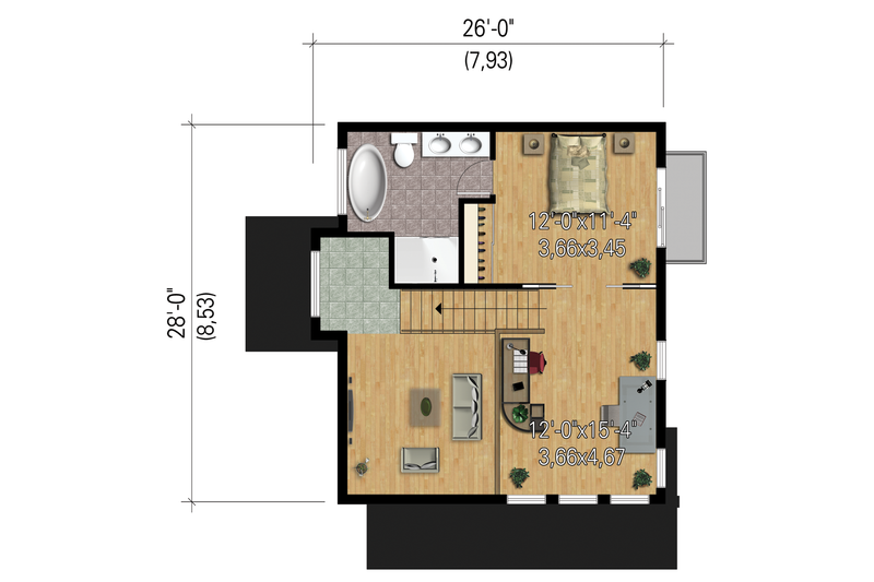 Dream House Plan - Floor Plan - Upper Floor 1 for Modern House Plan #25-4364 - 2 bed, 2 bath