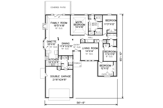 Floor Plan - Main Floor for Traditional House Plan #65-120 - 4 bed, 3 bath