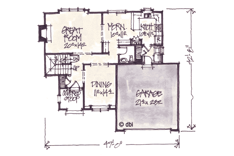 Home Plan - Floor Plan - Main Floor for European House Plan #20-251 - 4 bed, 2.5 bath