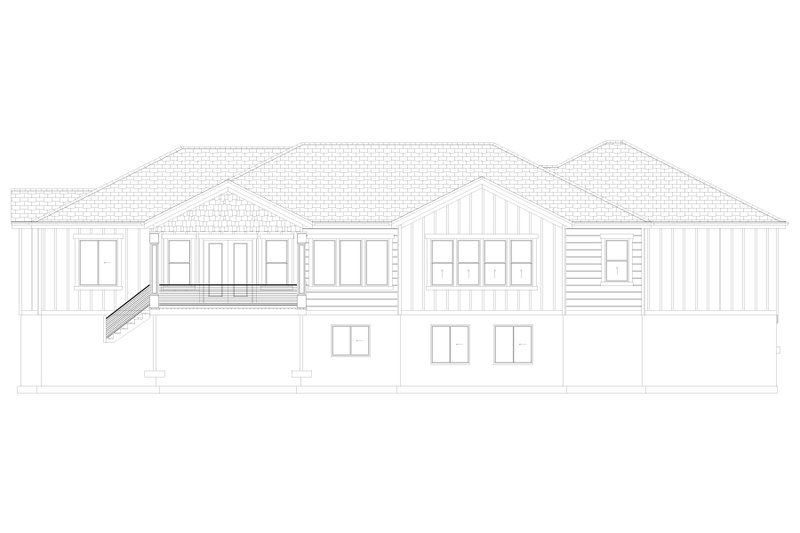 House Plan Design - Exterior - Rear Elevation 3 for Ranch House Plan #1060-99 - 3 bed, 2.5 bath