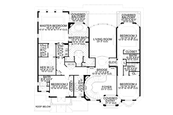 Floor Plan - Upper Floor for Mediterranean House Plan #420-167 - 5 bed, 6.5 bath