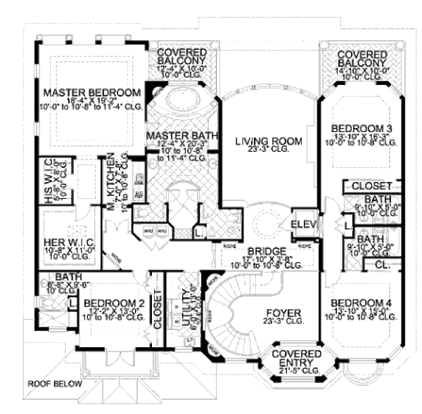 Mediterranean Floor Plan - Upper Floor Plan #420-167