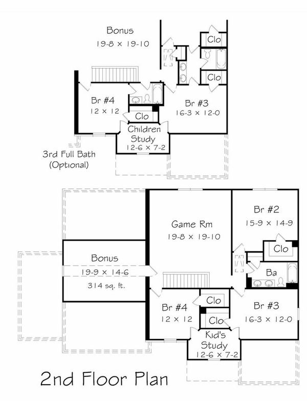 Floor Plan - Upper Floor Plan #329-378