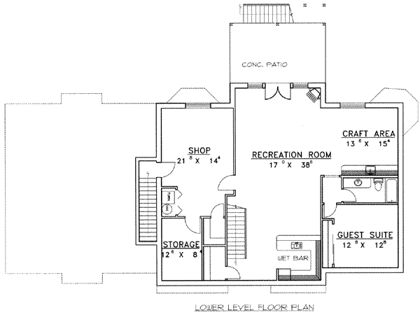 House Design - Traditional Floor Plan - Lower Floor Plan #117-470