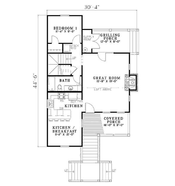 House Blueprint - Cottage Floor Plan - Main Floor Plan #17-2357