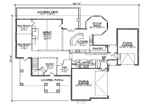 Bungalow Floor Plan - Main Floor Plan #5-468