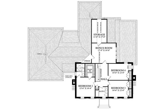 Floor Plan - Upper Floor for Colonial House Plan #137-258 - 4 bed, 4.5 bath