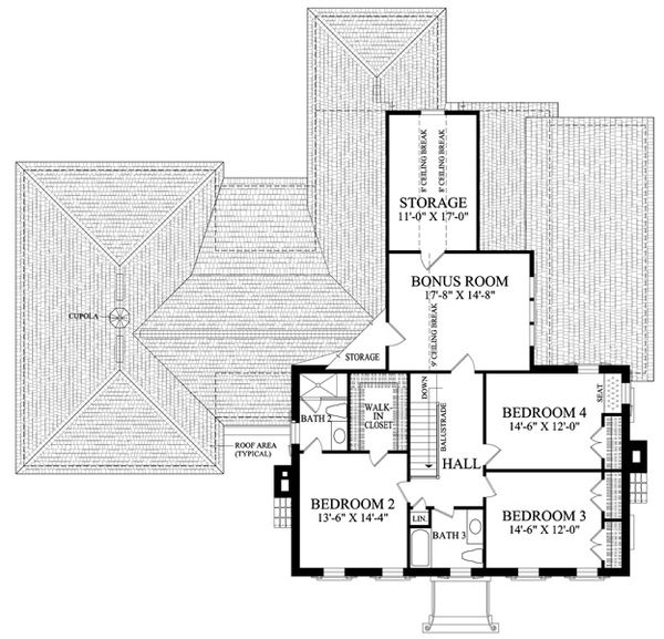 Colonial Floor Plan - Upper Floor Plan #137-258