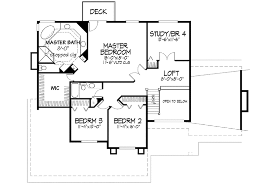 Floor Plan - Upper Floor for Country House Plan #320-468 - 3 bed, 2.5 bath