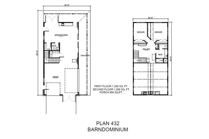 House Blueprint - Floor Plan - Other Floor for Farmhouse House Plan #140-197 - 2 bed, 1.5 bath