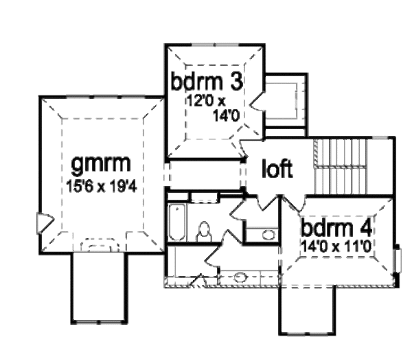 European Floor Plan - Upper Floor Plan #84-417