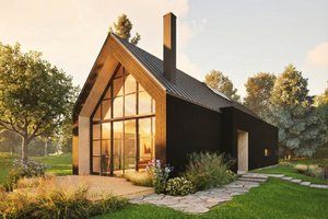 Exterior - Front Elevation for Cabin House Plan #80-227 - 1 bed, 1.5 bath