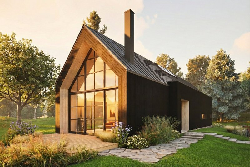 House Design - Exterior - Front Elevation 2 for Cabin House Plan #80-227 - 1 bed, 1.5 bath