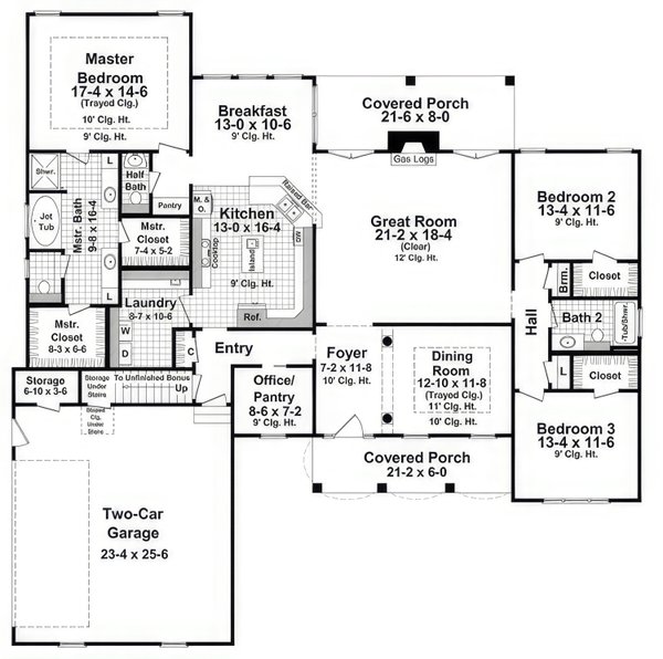 House Blueprint - Farmhouse Floor Plan - Main Floor Plan #21-549