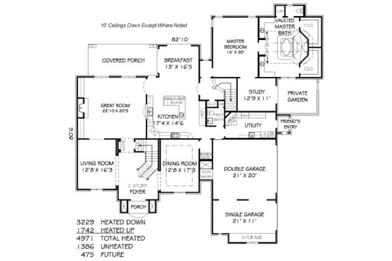 Floor Plan - Main Floor for European House Plan #424-31 - 4 bed, 4.5 bath