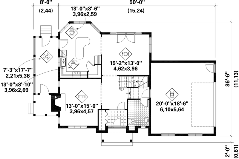 Dream House Plan - Floor Plan - Main Floor for Traditional House Plan #25-4795 - 3 bed, 1 bath