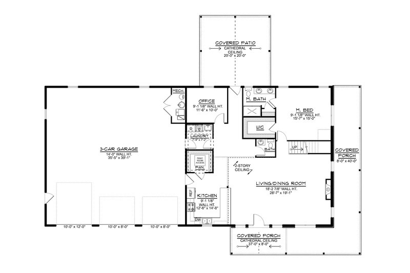 Architectural House Design - Floor Plan - Main Floor for Barndominium House Plan #1064-444 - 2 bed, 2.5 bath