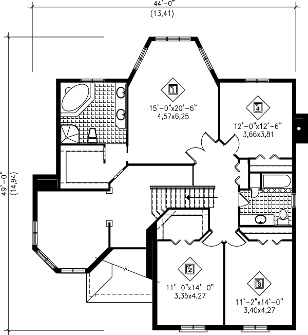 European Floor Plan - Upper Floor Plan #25-2217