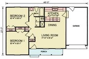 Ranch Style House Plan - 2 Beds 1 Baths 863 Sq/Ft Plan #54-650 Floor 