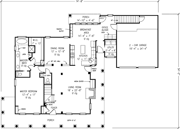 Country Floor Plan - Main Floor Plan #410-203