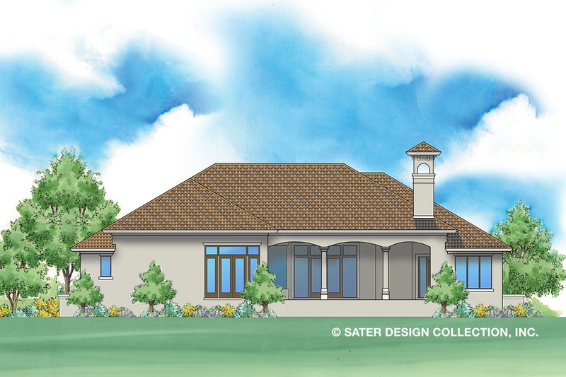 Architectural House Design - Exterior - Rear Elevation for Mediterranean House Plan #930-478 - 4 bed, 3.5 bath